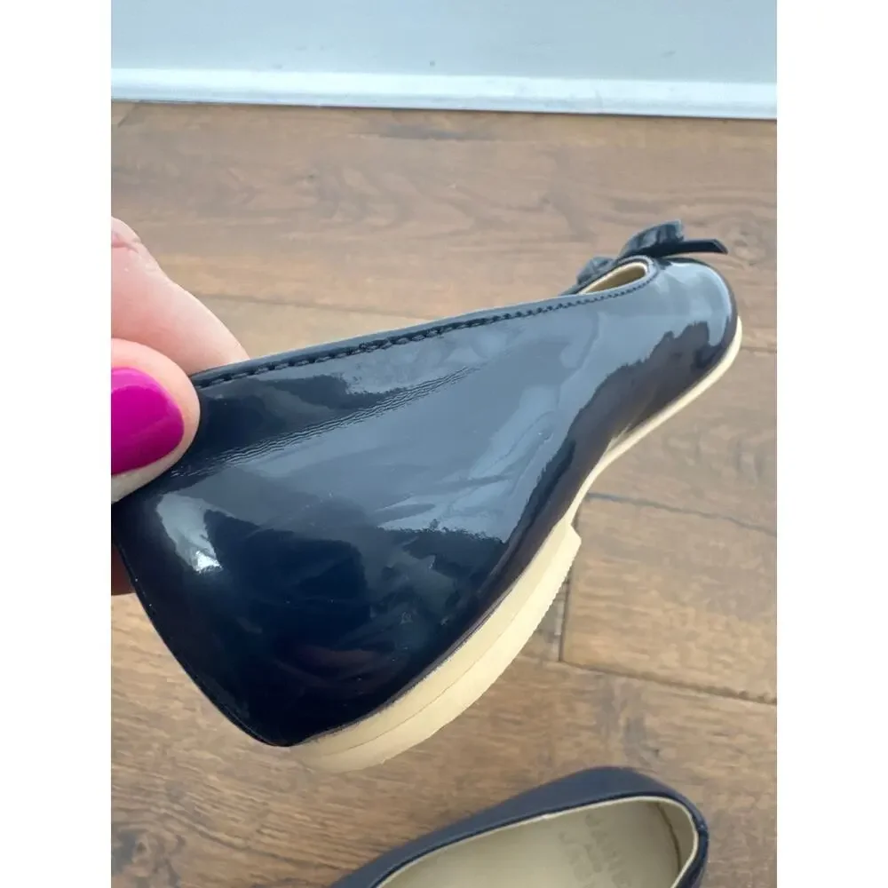 Janie and Jack Patent Bow Ballet Flats Shoes Navy Blue Girls Size 10